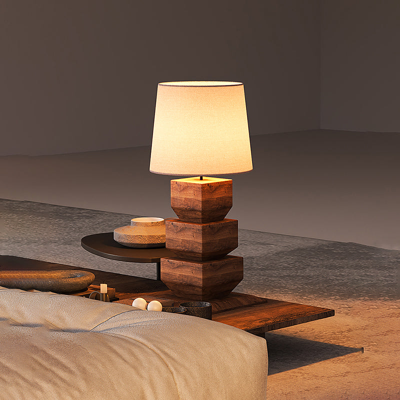 Chinese Style High-End Solid Wood Desk Lamp Hotel Bedroom Living Room Decoration Fabric Table Lamp