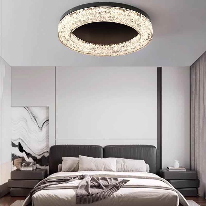 Luxury 23" Round Brass Flush Mount LED Ceiling Light with Remote Control Dimmable