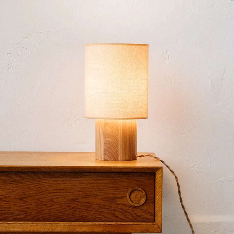 Retro Wooden Table Lamp Designer Log Style Bedroom Bedside Lamp Living Room Study Decor E27 Lamp