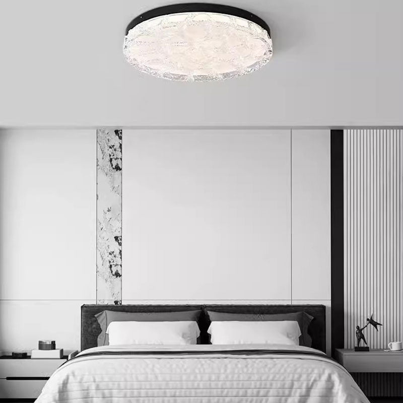 High-End Light Luxury Round Resin Ceiling Light with Remote Control Dimmable Ceiling Lamp