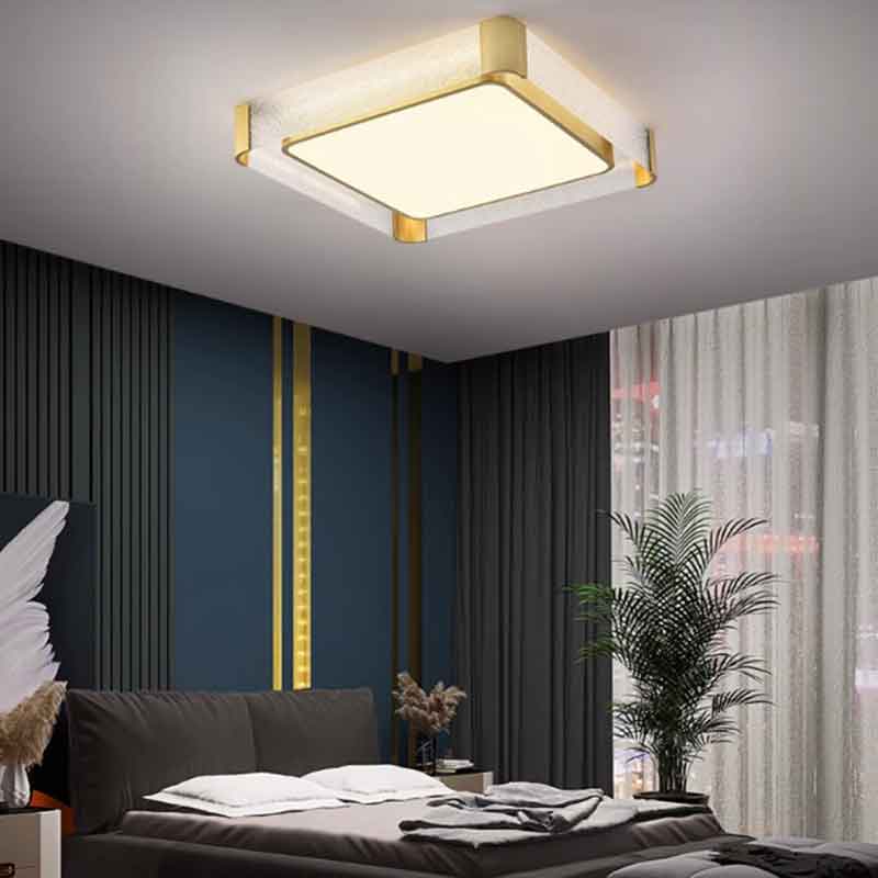 Modren 17" Square Brass Recessed LED Ceiling Light for Bedroom Hallway Balcony