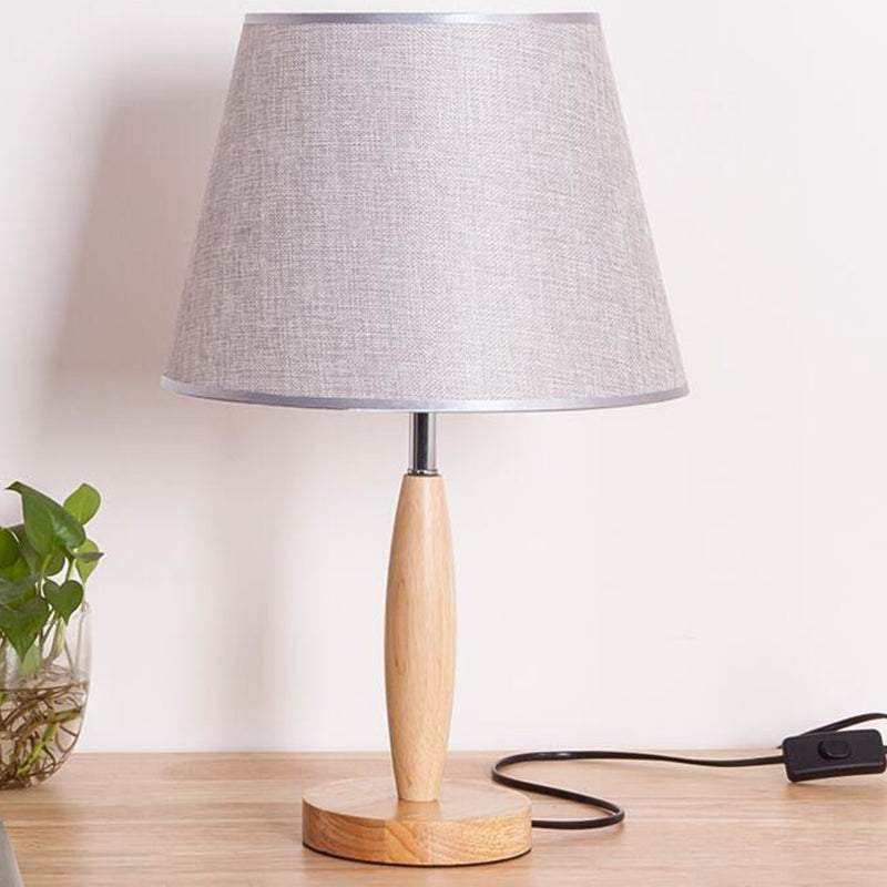 Wooden Silver Table Lamp with Linen Shade Vintage Style Lampshade Lampshade Lamps