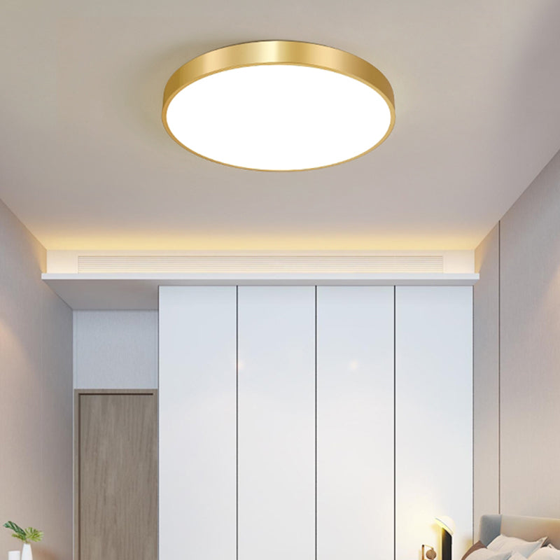 Modern Dia.20" Round Brass Flush Mount Ceiling Light Warm White AC220V Input Room Use