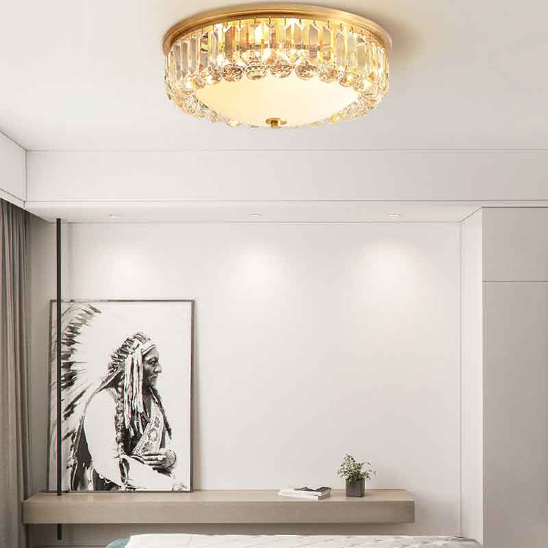 Luxury Modern Copper Ceiling Lamp Crystal LED Ceiling Light Dia.45cm For Foyer Bedroom