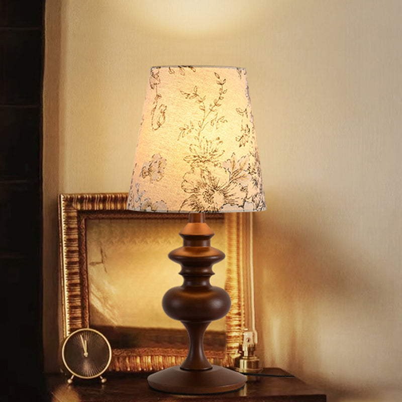 22.5" Residential Use Modern Timber Electrical Plug-in Standard Desk Lamp with Textured Textile Shade