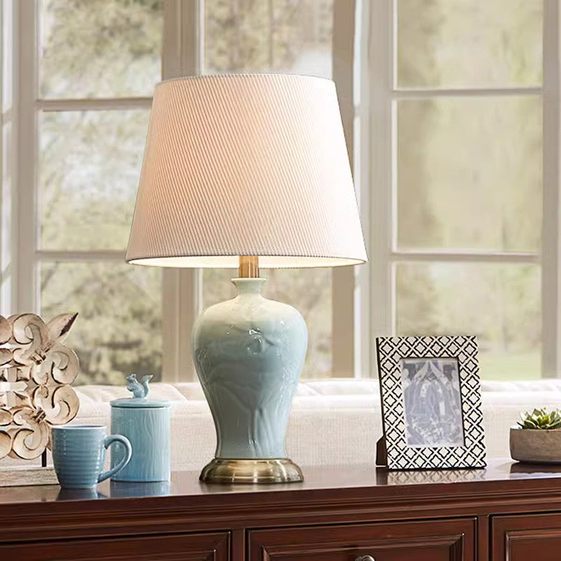 Chinese Table Lamps Retro Ceramic Pot Desk Light Home Living Room Hotel Club Ornament Decor