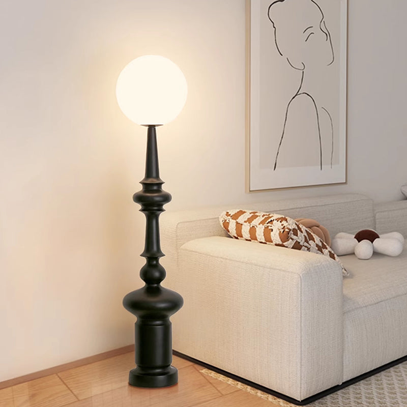 Modern 53" Column Black Resin Floor Lamp With Acrylic Lampshade