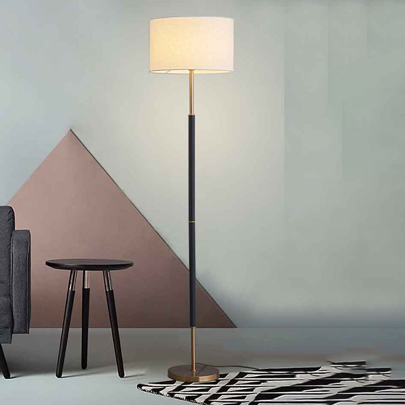 Modern Column 66" Floor Lamp With Beige Fabric Lampshade