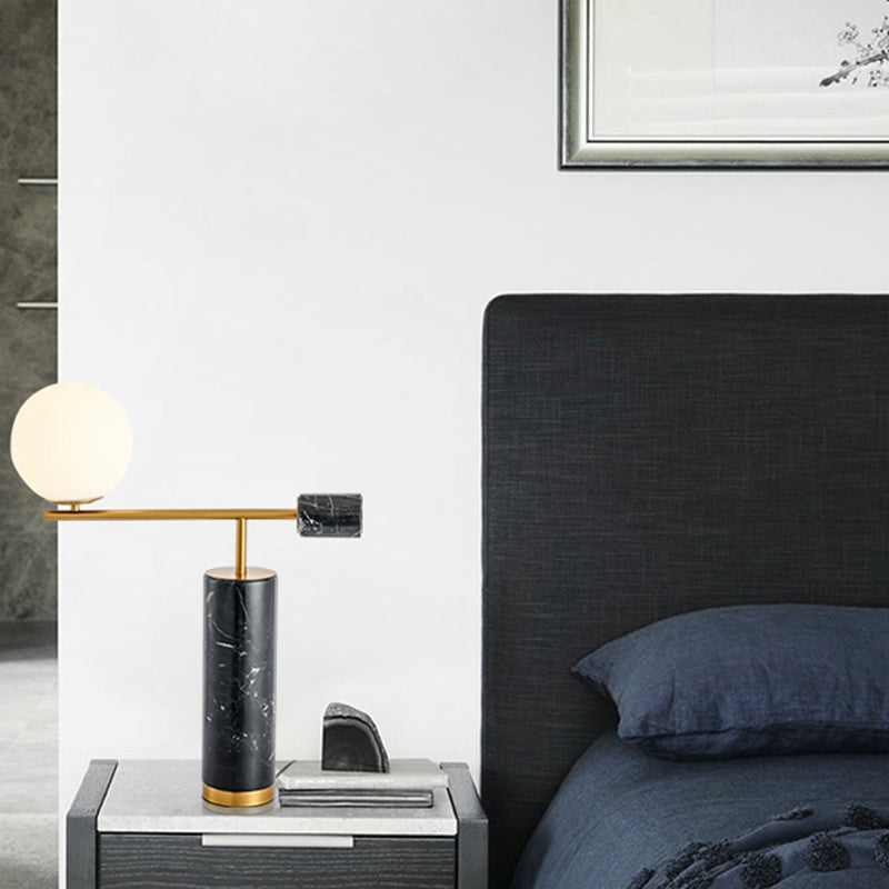 Modern Style Marble Table Lamp and Glass Lampshade Designer Model Room Lighting Home Desk Lamp