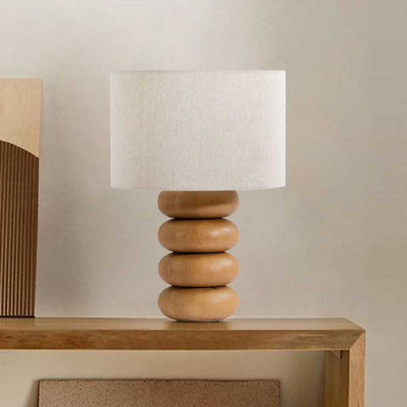Pebble Shaped Solid Wood Table Lamp Modern and Simple Fabric Lampshade Desk Lamp 110-240V