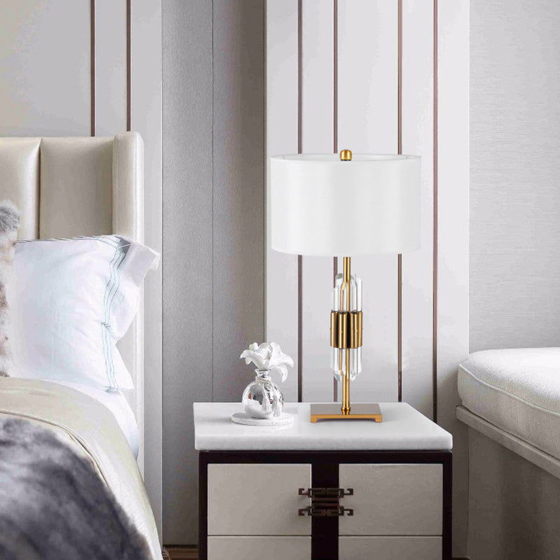 Modern Creative Light Luxury Crystal Tube Table Lamp With Fabric Lampshade