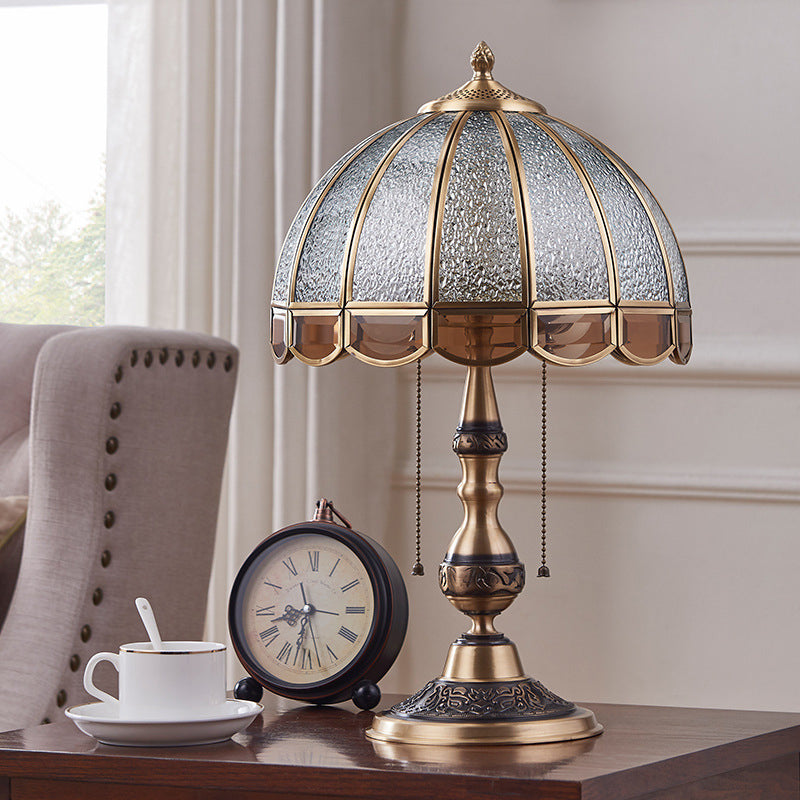 Contemporary Copper Table Lamp LED Retro Creative Luxury Glass Copper Desk Light For Home Living Room Study Bedroom