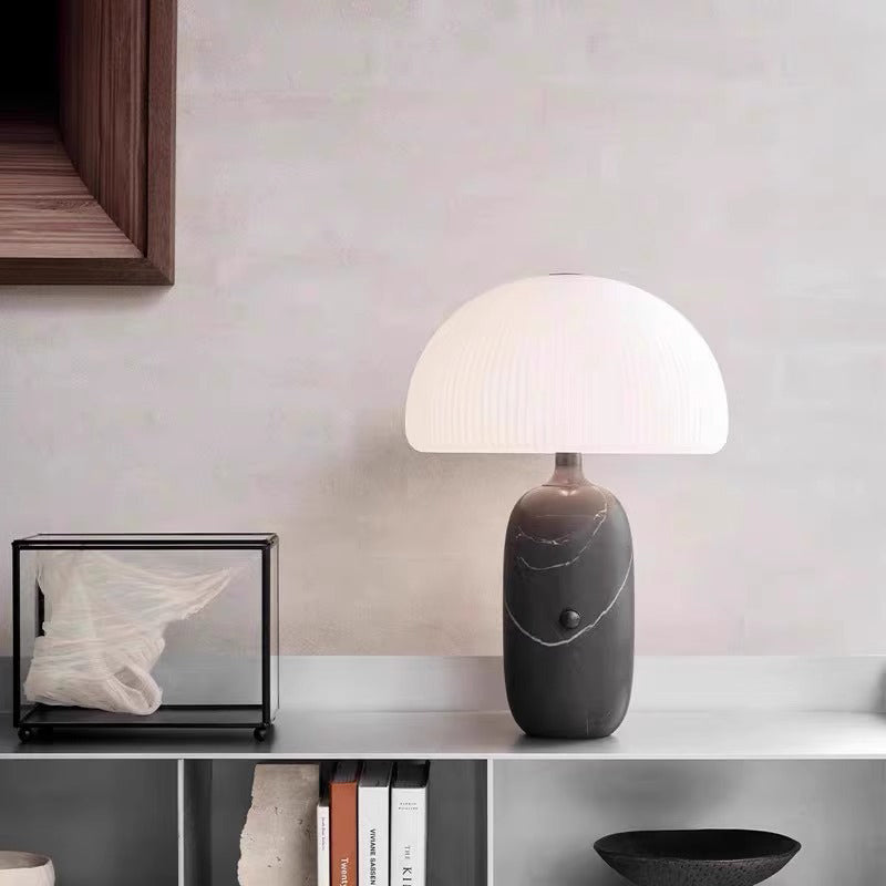 Modern Luxury Mushroom Marble Table Lamp With Glass Lampshade