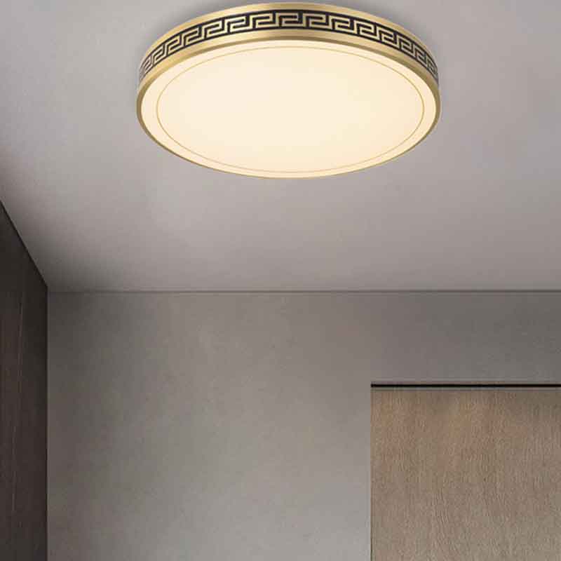 Personalized creative patterns Round Brass LED Ceiling Light with Remote Control Dimmable