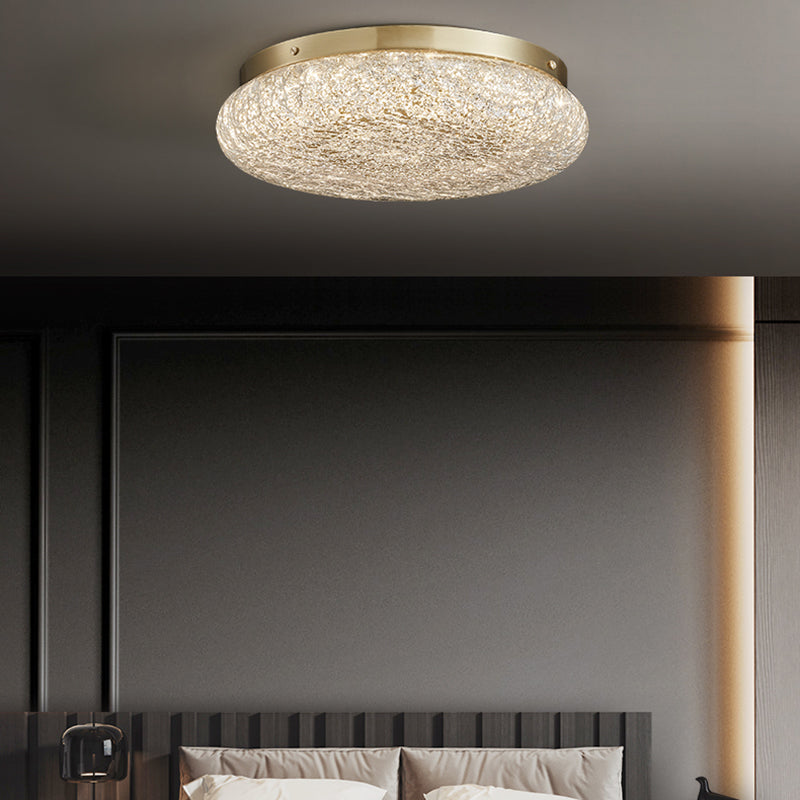 High End Luxury Round Brass Ceiling Light with Acrylic Lampshade for Bedroom Living Room