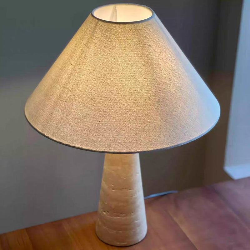 Japanese Wabi-sabi Cream Style Yellow Cave Stone Table Lamp LED E27 Retro Marble Desk Lights Living Room