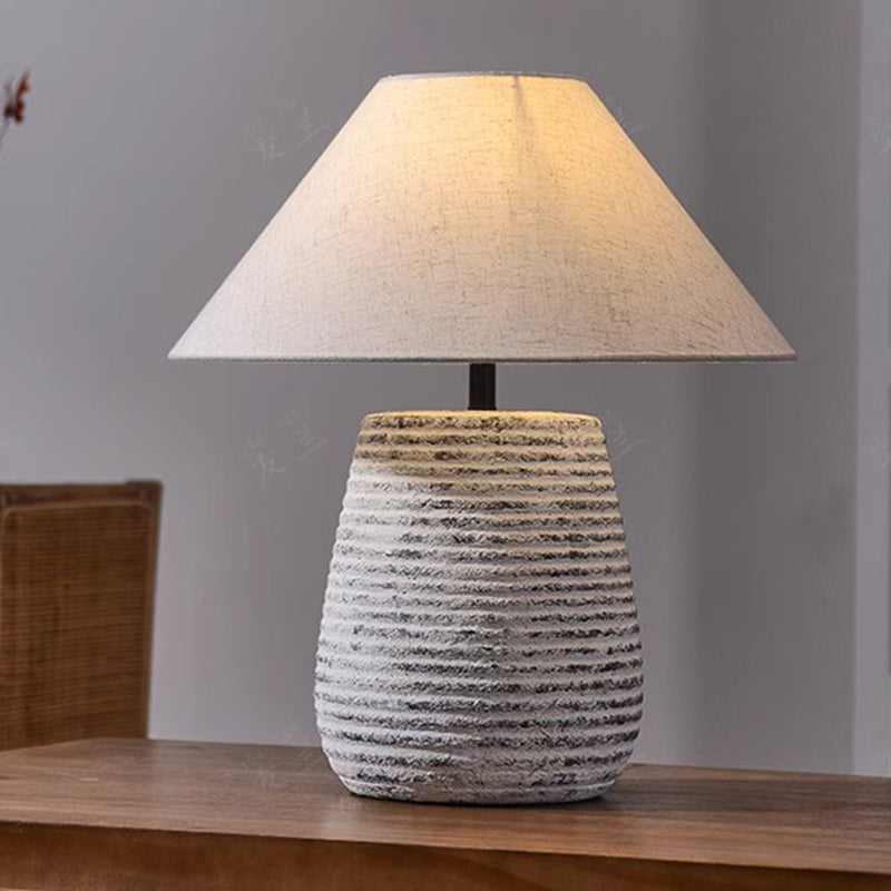 Wabi-sabi Style Living Room Table Lamp LED Pottery Ceramic Fabric Table Lamp Chinese Bedroom