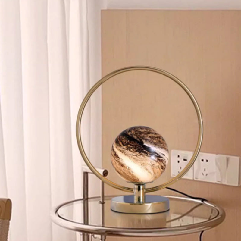 Modern Handmade Glass Universe Table Lamp With Electroplate Metal Base ﻿