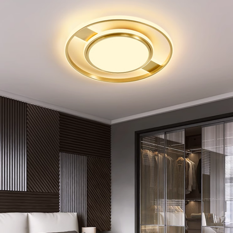 Traditional Dia.24" Round Recessed Brass LED Ceiling Light Warm White AC220V 110V Input