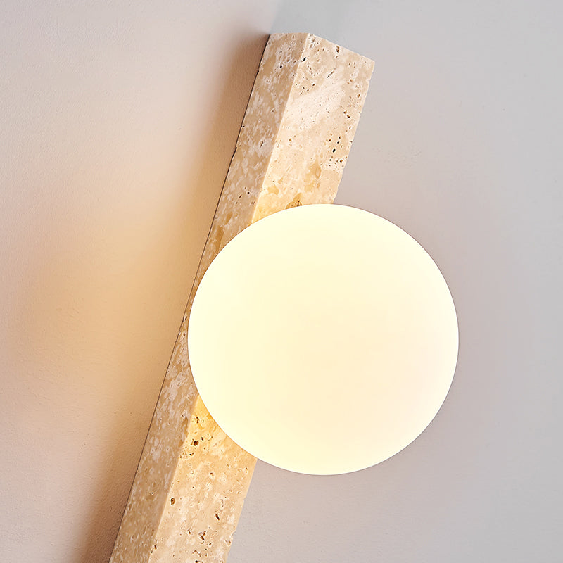 Modern Led Nature Stone Wall Lamp Yellow Cave Stone Body and Glass Lampshade Wall Light