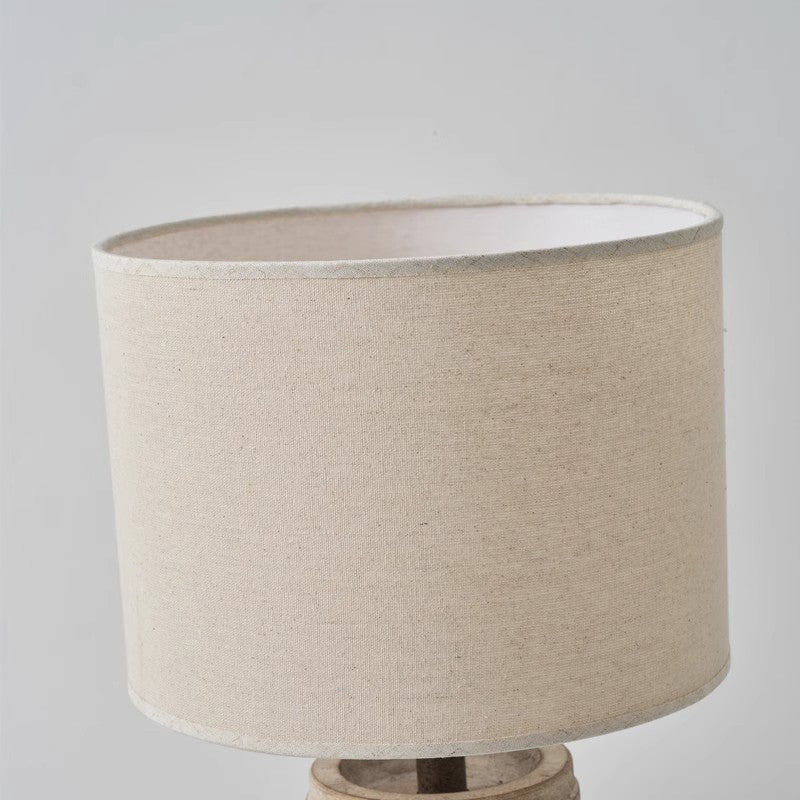 19" Residential Use Minimalist Timber Outlet-powered Bedside Desk Lamp with Down Textile Shade 110V-240V