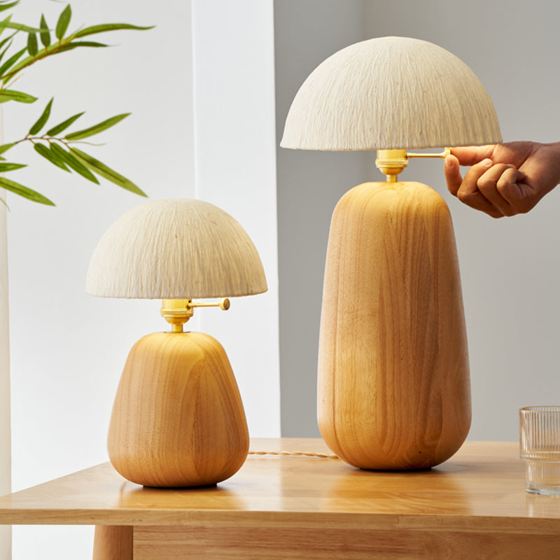 Creative Solid Wood Mushroom Table Lamp Light Atmosphere Light Decoration Rice paper Lampshade Desk Lamp