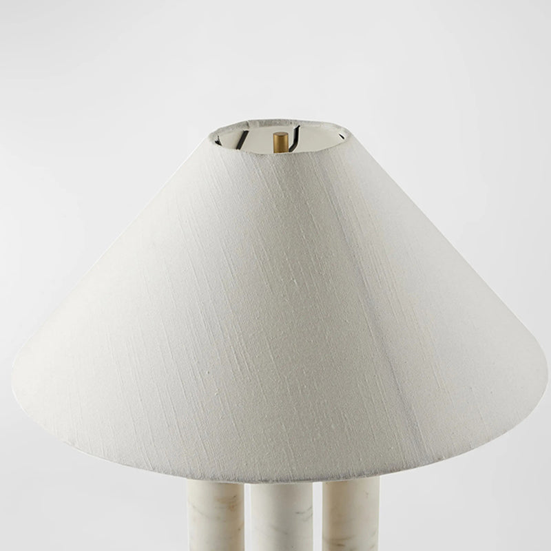 Wabi Sabi 3 columns Marble Table Lamp With White Fabric Lampshade