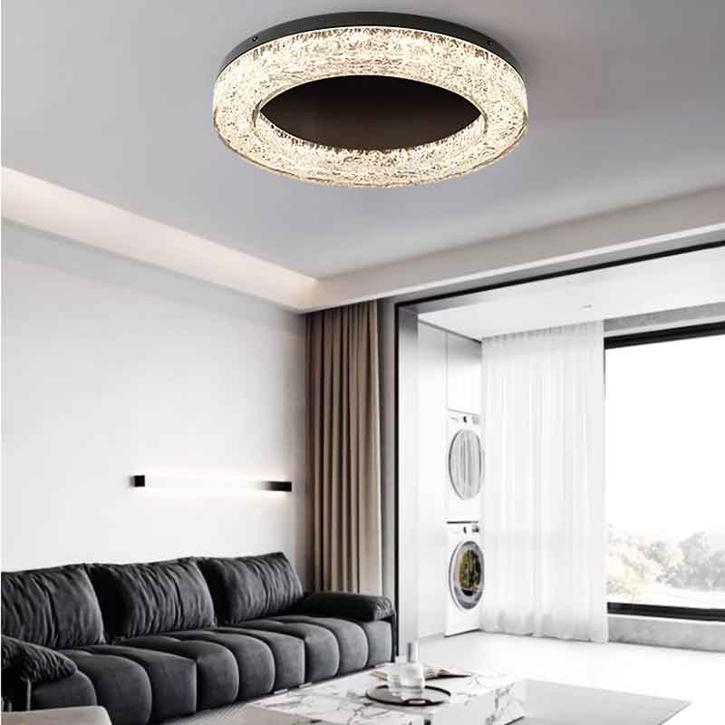 Luxury 23" Round Brass Flush Mount LED Ceiling Light with Remote Control Dimmable