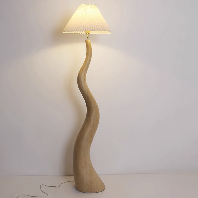 Creative 65" Twisted shape Resin Floor Lamp With Fabric Lampshade