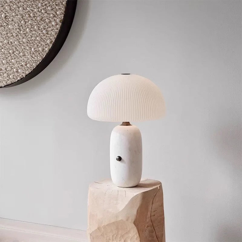 Modern Luxury Mushroom Marble Table Lamp With Glass Lampshade