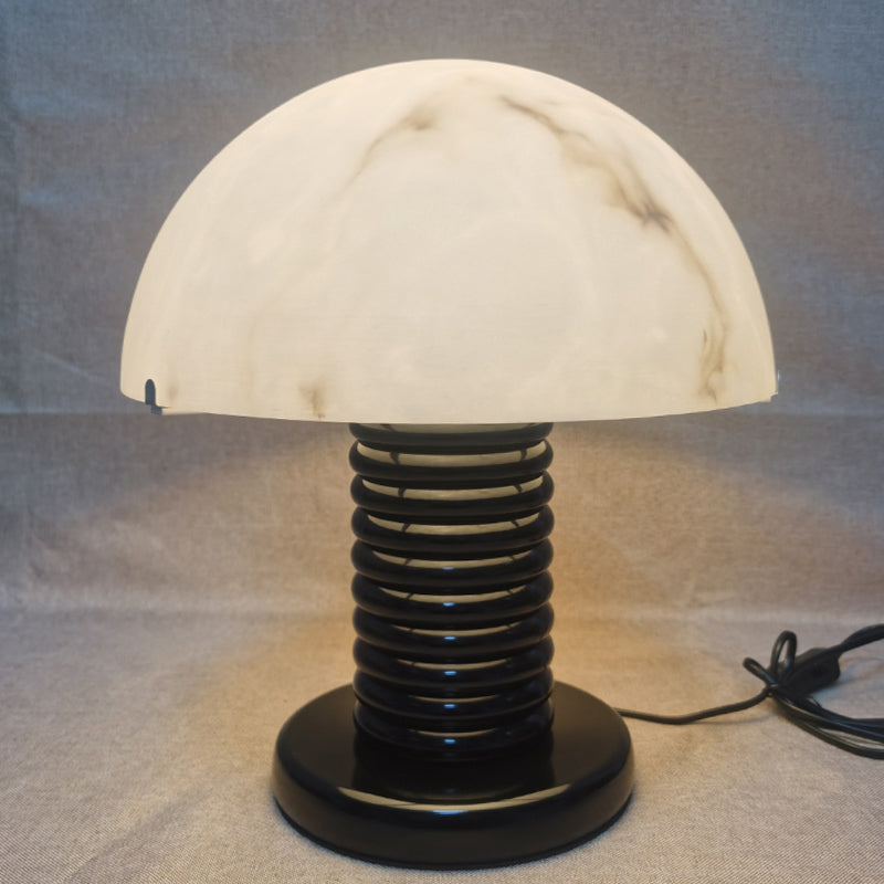 Traditional Black Mushroom Metal Table Lamp With Glass Lampshade