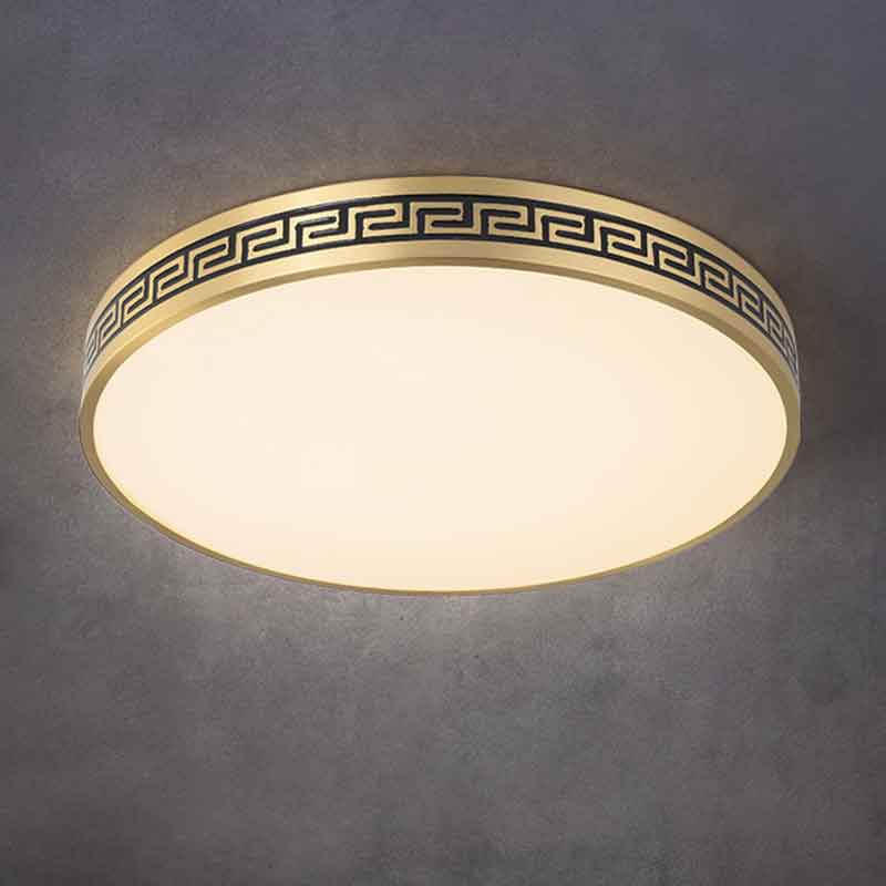 Personalized creative patterns Round Brass LED Ceiling Light with Remote Control Dimmable