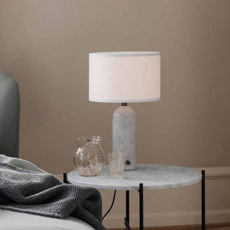 Modern Simple Marble Table Lamp With Beige Fabric Lampshade