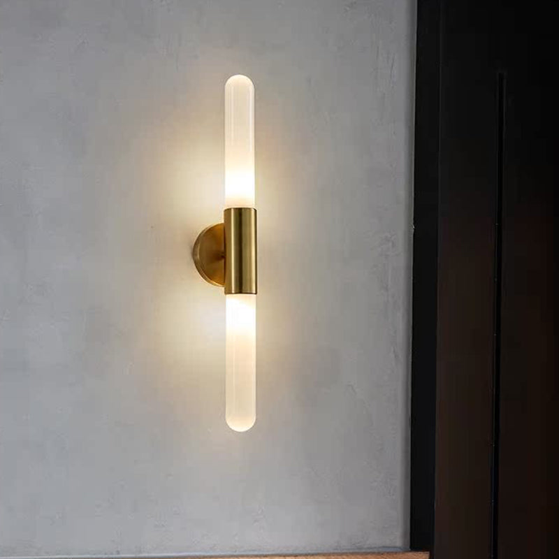 Light Luxury Glass Wall Lamp Gold Color Copper Body and Glass Lampshade Simple LED Lighting Fixtures ﻿