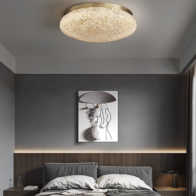 High End Luxury Round Brass Ceiling Light with Acrylic Lampshade for Bedroom Living Room