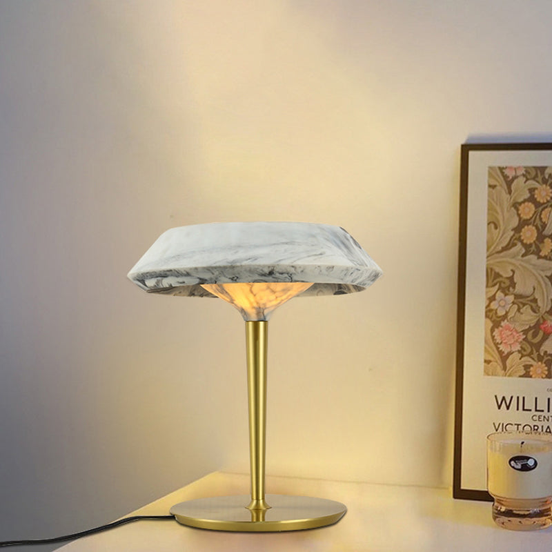 Traditional Gold Color Table Lamp With Resin Lampshade and Metal Body