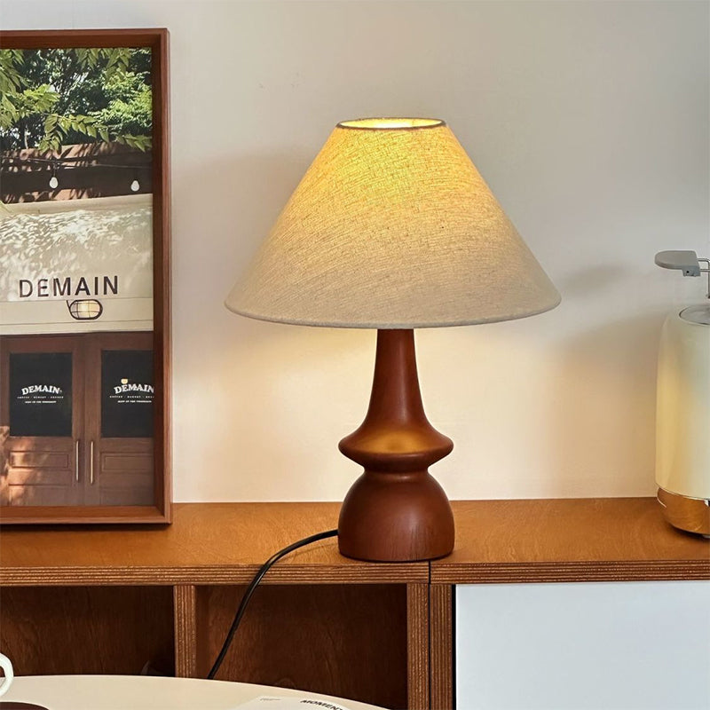 Solid Wood Retro Creative Table Lamp Bed Breakfast Bedroom Decoration Chinese Style French American Romanti