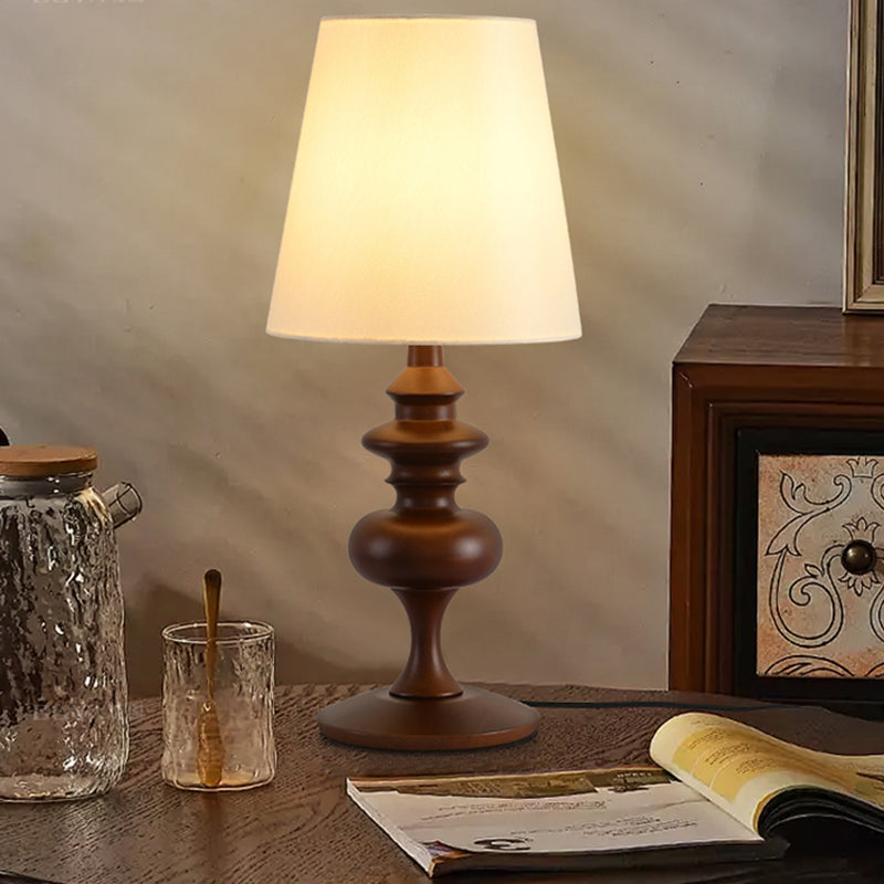 22.5" Residential Use Modern Timber Electrical Plug-in Standard Desk Lamp with Textured Textile Shade