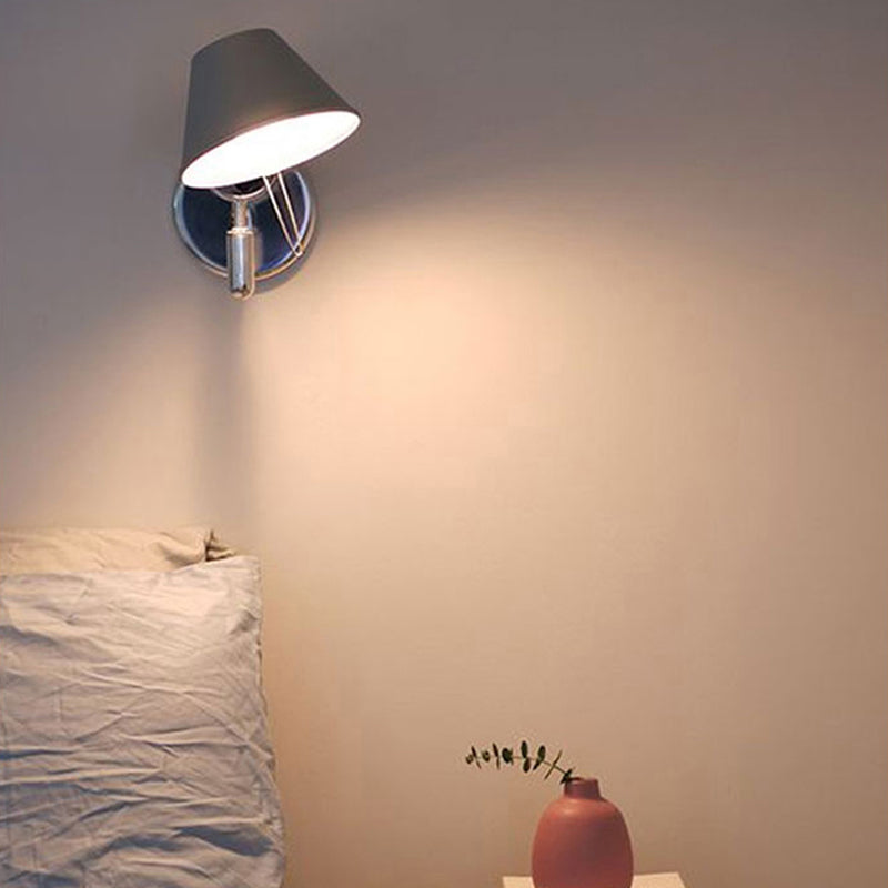 Silver Color E27 Wall Lamp For Eye Protection Bedroom Bedside Living Room Study LED Adjustable Lampshade Straw Hat Light