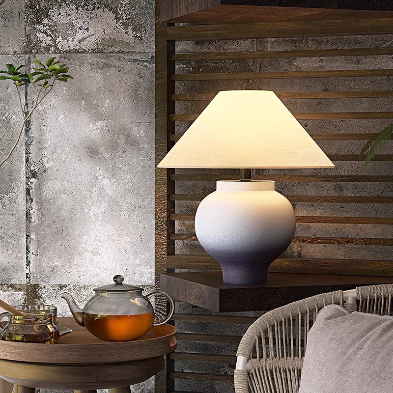 Japanese Style Wabi Sabi Ceramic Table Lamp with Chinese Retro Designer Living Room Bedroom Bedhead Lamp