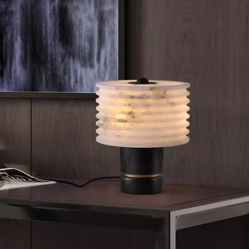 Luxury Nature Marble Table Lamp With Natrual Stone Lampshade and Marble Base