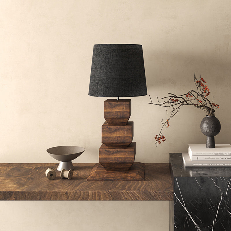 Chinese Style High-End Solid Wood Desk Lamp Hotel Bedroom Living Room Decoration Fabric Table Lamp