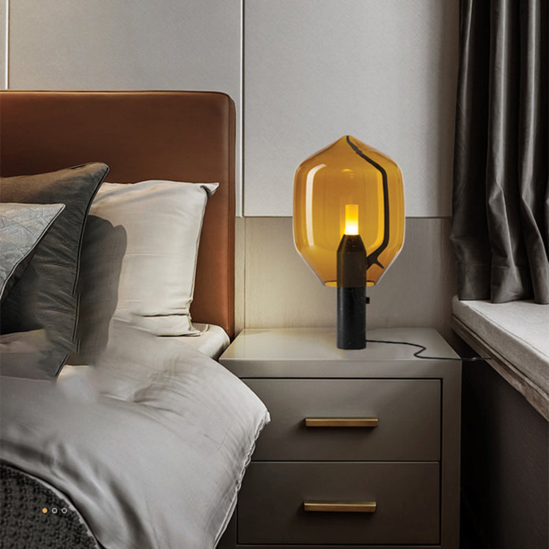Nordic Glass Table Lamp Bedroom Bedside Study Modern Minimalist Designer Sample Room Desk Lamp