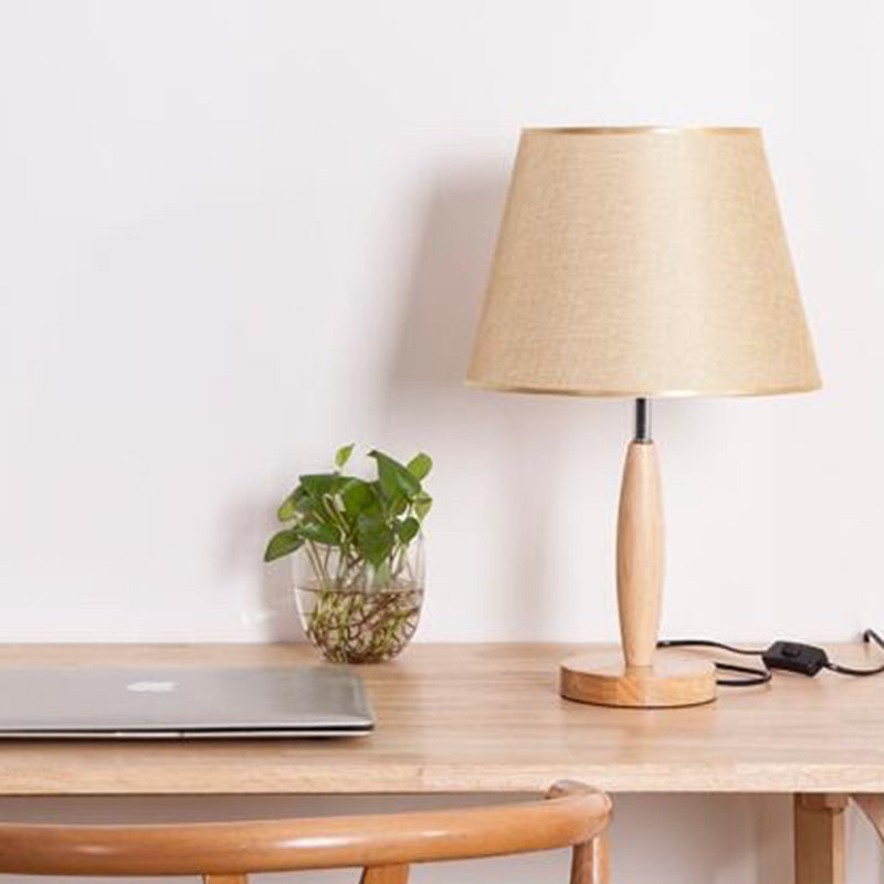 Wooden Silver Table Lamp with Linen Shade Vintage Style Lampshade Lampshade Lamps
