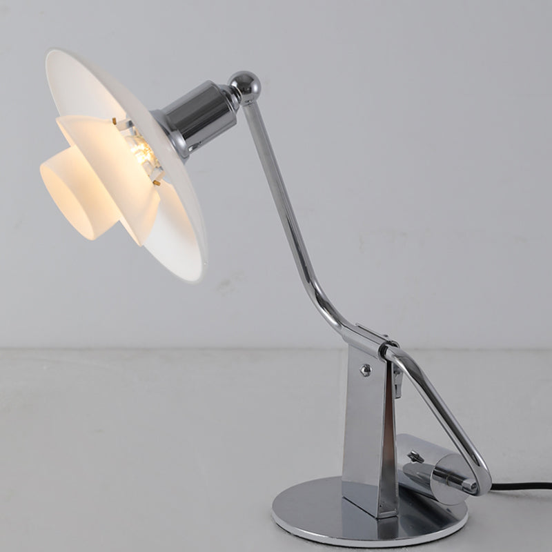 Novelty Swing Arm Adjustable Metal Table Lamp With Glass Lampshade