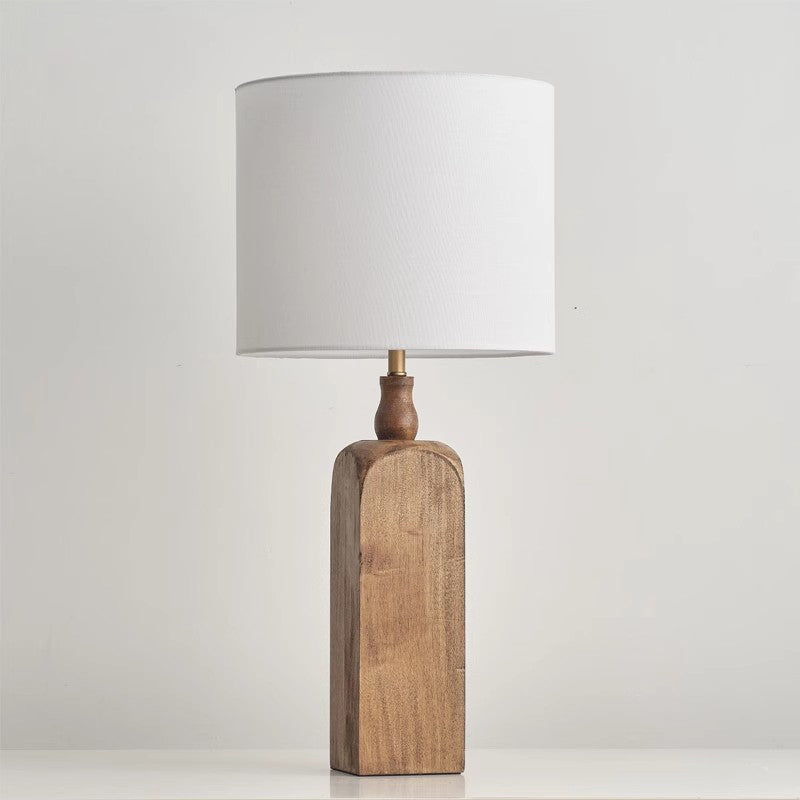 American Retro Bedside Wood Desk Lamp Bedroom Living Room Dressing Table Book Cloth Table Lamp