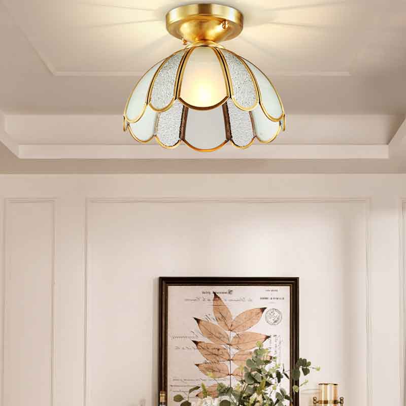 Light Luxury Creative Flower Brass LED Ceiling Light for Bedroom Kitchen Lighting Fixtures