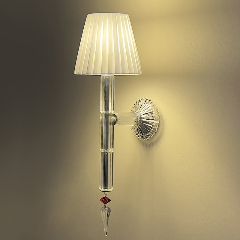 Luna Luxury Crystal Wall Lamp With Beige Fabric Lampshade