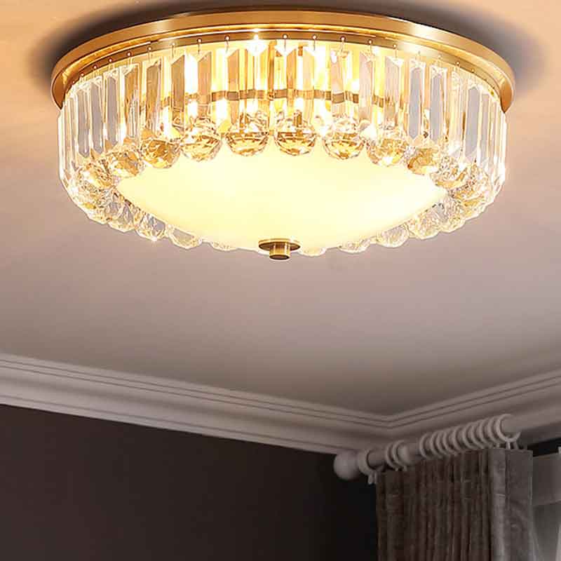 Luxury Modern Copper Ceiling Lamp Crystal LED Ceiling Light Dia.45cm For Foyer Bedroom