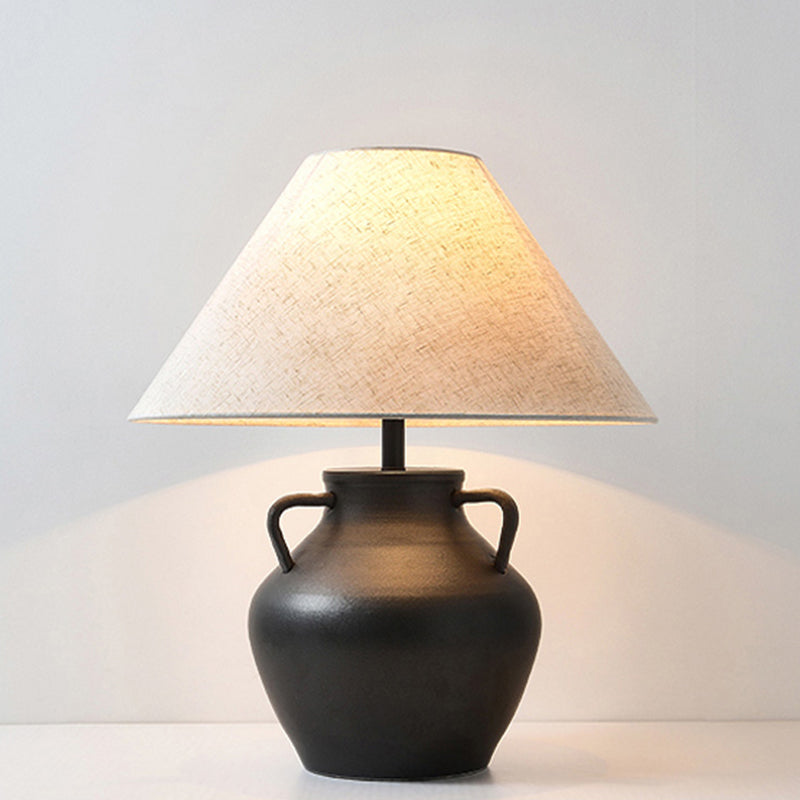 Black Zen Ceramic Table Lamp Handmade Retro Decorative Desk Lamp Light Luxury Desk Lamp